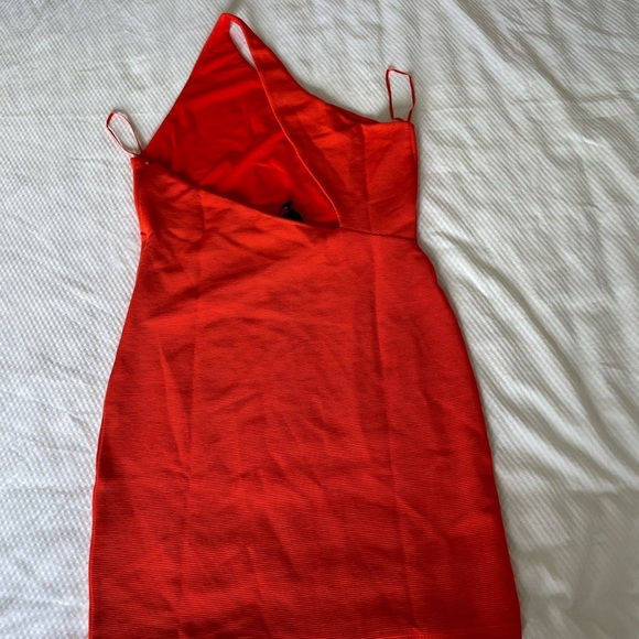 NBD Red Orange One-Shoulder Bodycon Dress for Cocktail - Picture 10 of 11